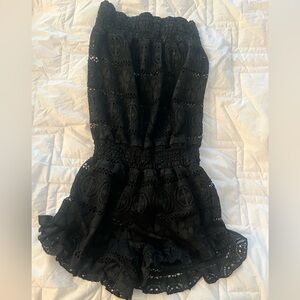 Black Lace Swim Coverup Romper